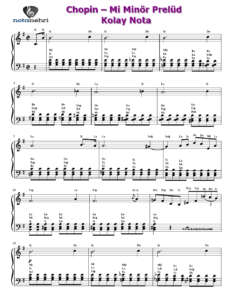 Chopin – Mi Minör Prelüd Kolay Nota, Piyano Notası