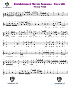 Dedublüman & Mavzer Tabancas – Rüya Gibi Keman, Piyano, Melodika, Flüt, Org Notaları
