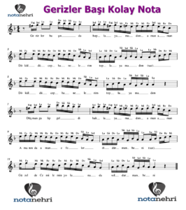 Gerizler Başı Keman, Bağlama, Melodika, Flüt Notaları