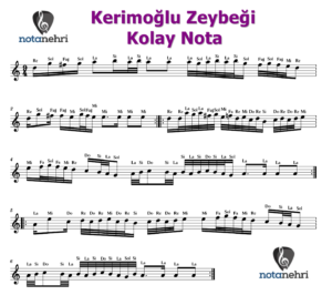 Kerimoğlu Zeybeği Bağlama, Keman, Flüt, Org, Ud Notaları