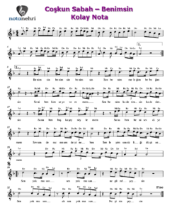 Coşkun Sabah – Benimsin Keman, Ud, Melodika, Flüt, Org Notaları