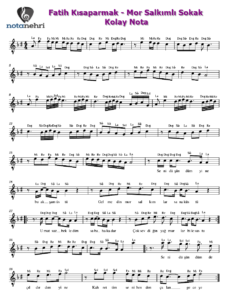 Fatih Kısaparmak – Mor Salkımlı Sokak Keman, Bağlama, Melodika, Flüt, Org Notaları