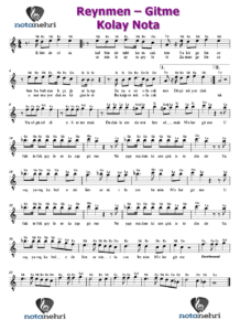 Reynmen – Gitme Keman, Piyano, Melodika, Flüt, Org Notaları