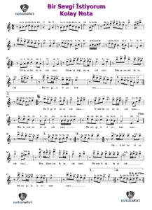 Bir Sevgi İstiyorum Keman, Ud, Melodika, Flüt, Org Notaları