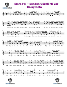 Emre Fel – Senden Güzeli Mi Var Keman, Piyano, Melodika, Org Notaları