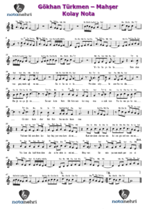 Gökhan Türkmen – Mahşer Keman, Piyano, Melodika, Flüt, Org Notaları