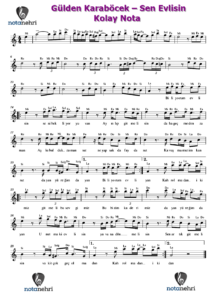 Gülden Karaböcek – Sen Evlisin Keman, Melodika, Ud, Flüt, Org Notaları