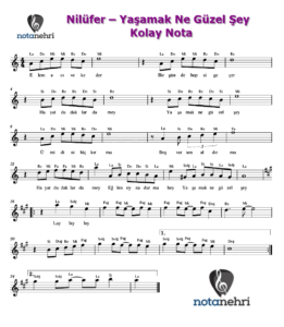 Nilüfer – Yaşamak Ne Güzel Şey Keman, Melodika, Flüt, Org Notaları