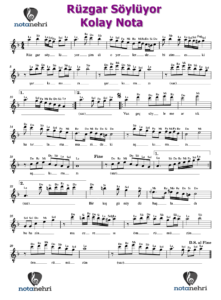 Rüzgar Söylüyor – Keman, Ud, Melodika, Flüt, Org Notaları