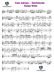 Cem Adrian – Derinlerde Keman, Piyano, Melodika, Flüt, Org Notaları