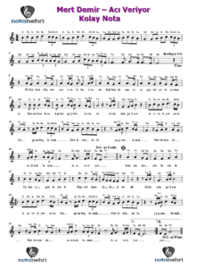 Mert Demir – Acı Veriyor Keman, Piyano, Melodika, Flüt, Org Notaları