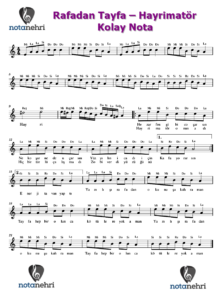 Rafadan Tayfa – Hayrimatör Keman, Piyano, Melodika, Flüt, Org Notaları