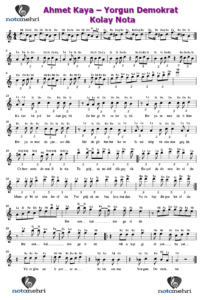 Ahmet Kaya – Yorgun Demokrat Keman, Melodika, Bağlama, Flüt, Piyano, Org Notaları