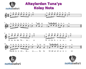 Altaylardan Tuna’ya Keman, Bağlama, Melodika, Flüt, Org Notaları