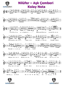 Nilüfer – Aşk Çemberi Keman, Piyano, Melodika, Flüt, Org Notaları