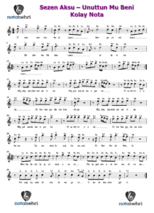 Sezen Aksu – Unuttun Mu Beni Keman, Piyano, Melodika, Flüt Notaları