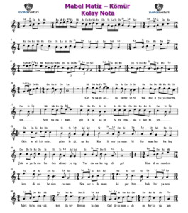 Mabel Matiz – Kömür Keman, Melodika, Flüt, Org, Piyano Notaları