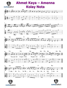Ahmet Kaya – Amenna Keman, Melodika, Flüt, Org, Bağlama Notaları