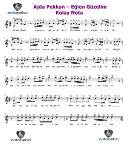 Ajda Pekkan – Eğlen Güzelim Keman, Melodika, Flüt, Org Notaları