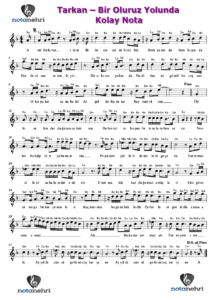 Tarkan – Bir Oluruz Yolunda Keman, Melodika, Flüt, Org Notaları