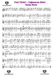 Yeni Türkü – Yağmurun Elleri Keman, Melodika, Org, Flüt Notaları